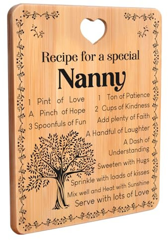 Nanny Gifts, Gifts for Nanny, Natural Bamboo Cutting Board, Nanny Birthday Gifts, Kitchen Gifts, Grandma Gifts from Grandchildren, Birthday Gifts for Nanny, Grandma Christmas Gifts