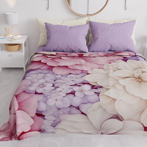 PETTI Artigiani Italiani - Copriletto Singolo Primavera Estate, Coperta Leggera Singola, Lenzuola Copriletto, Ortensia 100% Made in Italy
