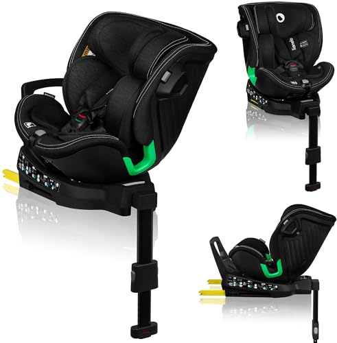 LIONELO HARMONY I-SIZE Drehbarer Kindersitz 360° für Kinder von 40-150 cm | Montage mit ISOFIX + Stabilisierungsbein, Kopfstützen- und Rückenverstellung, Dri-Seat Reduktionseinlage