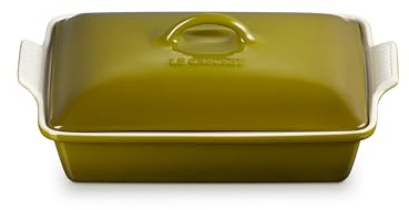 Le Creuset Stoneware Heritage Rechteckiger Kasserolle mit Deckel, 4 l, Olivgrün