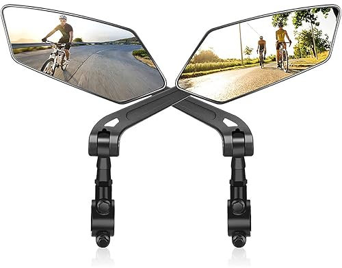 Fahrradspiegel 2 Stück, Fahrradspiegel für Lenker 360° Dreh & Einklappbar,Universal für Lenker 17.4-24 mm,Weitwinkel Fahrradrückspielgel für Fahrrad Spiegel,Ebike,Mountainbike