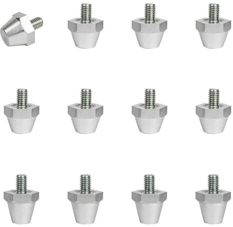 Screw Studs for Nike Football Boots, Alloy Replacement Studs, Prevents Slipping and Ensures Safety, 5mm Screw Thread, Conical Shape, 12 Pack- Short (11/13mm) Silver