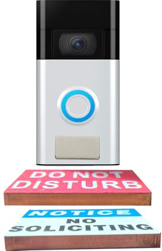 TWO SIDED metal No Soliciting Sign for Ring Doorbell with two magnets, Do Not Disturb Button Plate – Durable Doorbell Cover for Ring, Fits Any Doorbell – Don’t Disturb Door Bell Covers Outside