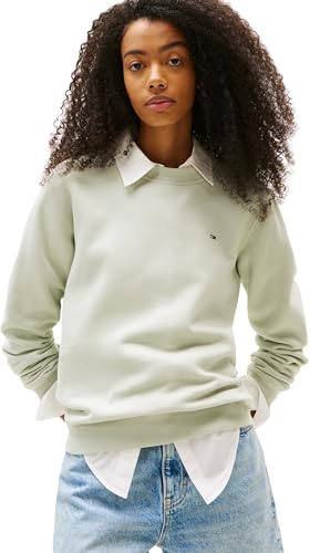 Tommy Jeans Damen Pullover Crew Neck Rundhalsausschnitt, Grün (Misty Sage), XS
