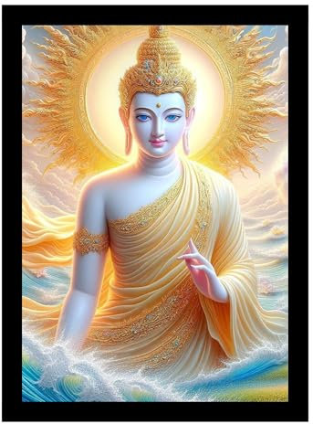 DivaFrames Lord Buddha Bilderrahmen, Premium-Buddha-Gemälde für Zuhause und Wanddekoration, elegante Buddha-Kunst für spirituelles Ambiente, 25,4 x 35,6 cm, Schwarz (DS-BU-25)