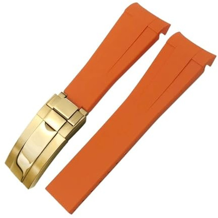 IRFKR 20mm 21mm 22mm Gummi-Armband passend für Rolex Submariner GMT Master Daytona Silikonarmband schwarzes Uhrenarmband(Orange golden,22mm)
