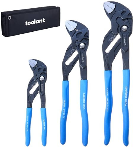 toolant 7/10/12-INCH Plier Wrench, CR-V Construction Adjustable Wrench Set With Pouch, Parallel Jaws with Comfortable Grips, Suitable for All Types of Nuts, Water Pipes, etc