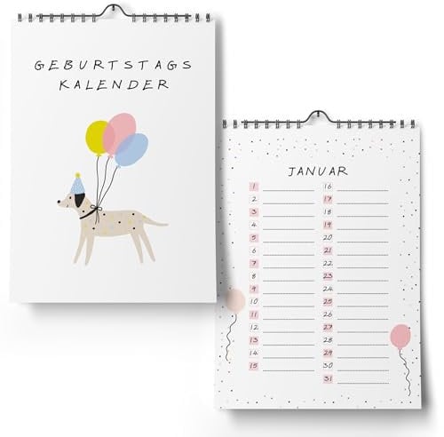 Geburtstagskalender jahresunabhängig - Immerwährender Kalender undatiert zum Eintragen von Geburtstagen (Konfetti, A4)