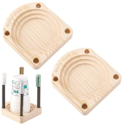 PH PandaHall 2 portavasos con ranura para marcador, dispensador de vasos de madera y plástico, papel para fiestas, cuartos de baño, cocinas duchas, graduación temporada, boda