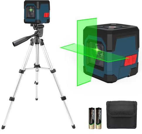 Laser Level with Adjustable 1.2m Tripod, RockSeed 1x360° Horizontal and 1x 150° Vertical Green Laser Line Self-Leveling, Rechargable Laser Leveler, for Hanging Pictures/Wall Construction