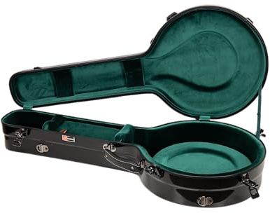Crossrock Étui en fibre de verre pour banjo ténor à 4 cordes | Finition noire brillante | Serrure TSA, sangles de sac à dos, hygromètre, rangement interne – Style résonateur – Noir (CRF2023TBJBK)