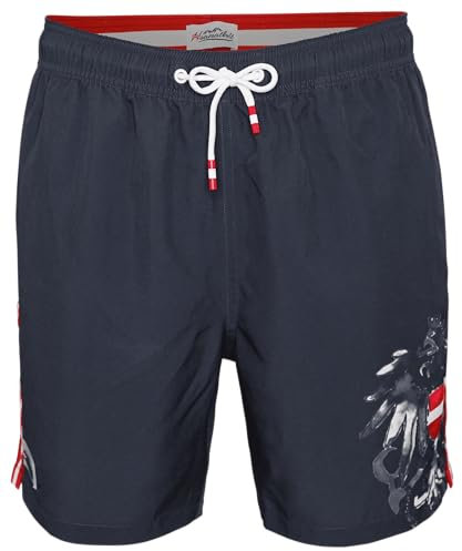 Hoamatkult Österreich Adler Badehose | Herren Badeshorts mit 4-Wege-Stretch, schnelltrocknend & wasserabweisend | Kultiger Look mit 3 Taschen & elastischem Bund (L, Dunkelblau)