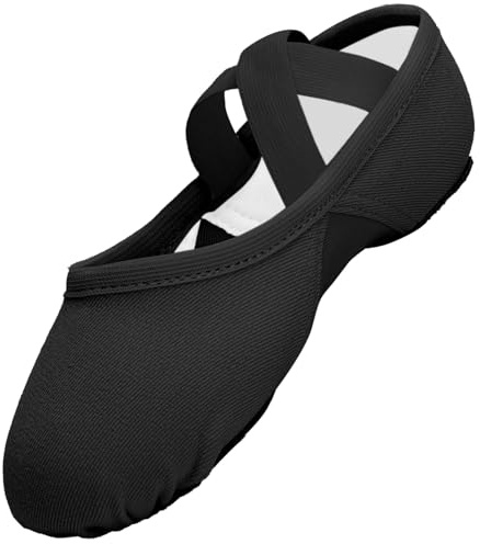 Ballet Shoes for Girls Women Stretchy Ballerina Dance Slippers with Mesh | Soft, Breathable, Lightweight, Split Sole Ballet Flats with Wide Cross Elastic Straps for Dance Class Performance Gymnastics