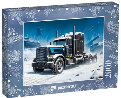 puzzleYOU: Puzzle 2000 Teile „Schwarzer Truck auf Polar-Mission“