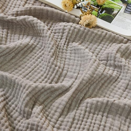 EMME Musselin Decke 127x177 Baumwolle Oeko-TEX Melange Braun Kuscheldecke | 4-Lagig Aus Zweifarbigem Garn – Weiche Tagesdecke Für Erwachsene, Atmungsaktiv Und Vorgewaschen, Ganzjährig Für Sofa & Bett