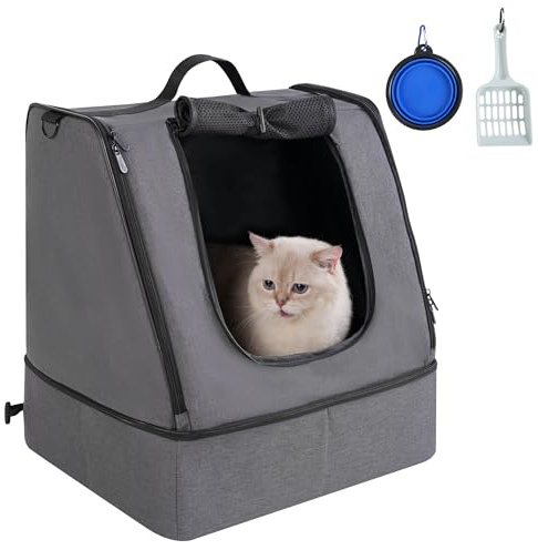 apollo walker Tragbare Katzentoilette mit wasserdichter Tasche mit Reißverschluss, kein Zusammenklappen mit hartem Bodeneinsatz an der Unterseite, kein Auslaufen, kein Geruch, einfach zu tragen