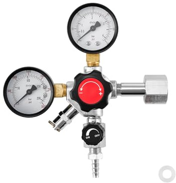 VEVOR Régulateur de CO2, Détendeur pour Tireuse à Bière à Double Manomètre et Valve Unique, Pression Réglable 0-60 psi, Compatible avec Raccord W21,8, pour Bière Pression et Réfrigérateur à Fût