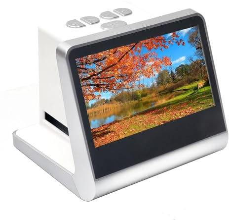 Film Slide Scanner and Projector with 5-Inch LCD Screen, Converts 35mm, 135, 110, 126, and Super 8 Films/Slides/Negatives to JPEG, Fast Conversion, Adjustable Brightness for Home Use