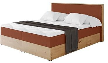 ALTDECOR Boxspringbett mit Matratze und Lattenrost, Topper, Polsterbett mit Bettkasten, Bett mit Stauraum H4-Matratze, Doppelbett, Boxbett - LOLLI9 Rot 200x200