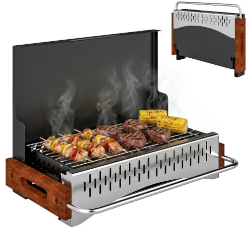 Outsunny Portable BBQ Grill, Folding Charcoal Barbecue Grill, Black | Removable Charcoal Basin, for Camping Picnic, Garden Party