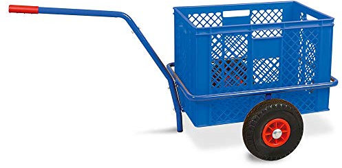 Handwagen mit Kunststoffkorb, H 410 mm, blau, LxBxH 1250x640x660 mm, Tragkraft 200 kg