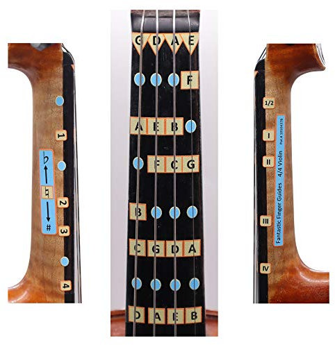 Fantastica guida per dita per violini per bambini e adulti principianti | Strumenti musicali a corda | Adesivi per tastiera e tastiera per imparare tutte le note | Gioco o violino, dimensioni 4/4