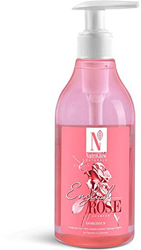 NUTRIGLOW Natural's English Rose Shampoo for Scalp De-tox, Dandruff & Intensive Hair Re-Growth Treatment, Super Shiny Voluminous & Healthy Hair, 5.07 Fl Oz
