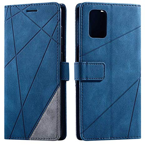 SONWO Hülle für Samsung Galaxy A71, Premium Leder PU Handyhülle Flip Case Wallet Silikon Bumper Schutzhülle Klapphülle für Galaxy A71, Blau