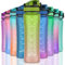 KITART 450ml Kids Sports Water Bottles for School with Chug Lid (Green Orange)