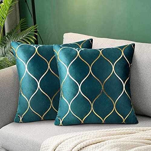 Hanrunsi Samt Kissenbezug 45x45 Grün Kissenbezüge 45x45 2er Set Deko Couch Kissen 45x45cm Hüllen weicher Massiver Samt Kissenbezüge für Sofakissen Couch Wohnzimmer Schlafzimmer