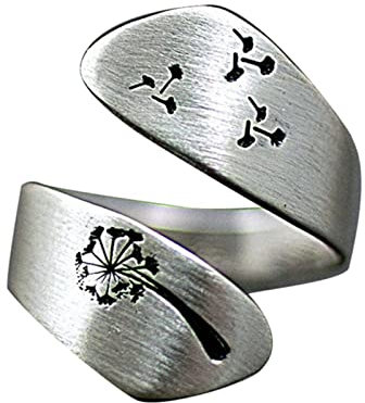 Nicey Mode Einstellbare Gravur Löwenzahn Ring Für Frauen Männer Persönlichkeit Öffnen Fingerringe Engagement Hochzeits-Party Schmuck
