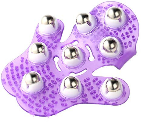 Layhou Massage-Handschuh mit 9 360-Grad-Rollen Körper Massager Massagebälle Massagegerät