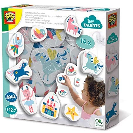 SES Creative 13079 Badespielzeug Märchenfiguren - Buntes Wasserspielzeug für Kinder ab 12 Monaten, Aus weichem, sicherem Schaumstoff, Diverse Farben