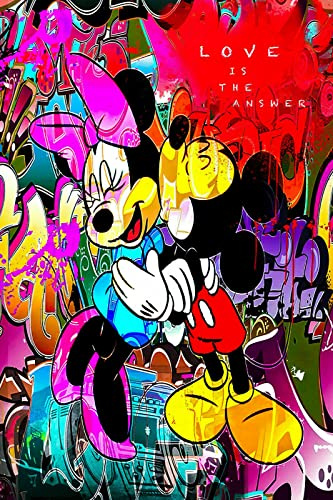 Magic Canvas Art Pop Art Micky Maus Minnie Leinwandbild 1- teilig Hochwertiger Kunstdruck Wandbilder – B8111, Größe: 120 x 80 cm