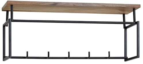 FineBuy Wandgarderobe 71x20x29 cm Mango Massivholz mit Hutablage
