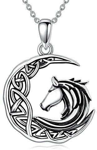 ONEFINITY Halskette mit keltischem Knoten, Sterlingsilber, Anhänger mit keltischem Pferd, Schmuck, Geschenke für Pferdeliebhaber
