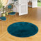 Luxus Super Soft Kunstfell Fellteppich Plush Petrol Rund in 3 Größen