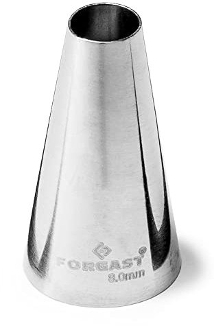 Forgast Edelstahl Rund Spritztülle | 8mm | Edelstahldüsen | Düsenkonverter | Tüllen für Spritzbeutelzum | für Dekorieren von Torten, Cupcakes, Eclairs, Churros, Krapfen