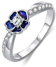VONALA Zirkonia Verlobungsring Silber 925 Damen, Blaue Blume Ringe Promise Verlobung Ring für Frauen Damen