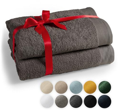 Blumtal Premium 2-TLG. Saunatuch Set 80x200cm - Saunahandtuch Oeko-TEX Zertifiziert, 100% Baumwolle, Frottier XXL- Saunatücher, Extra Weich und Saugstark, Anthrazit
