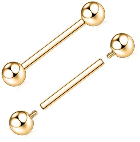 GAGABODY Brustwarzenpiercing, 14 G, 16 G, G23, massives Titan, Schild, Brustwarzenpiercing, Nippelpiercing, Schmuck mit Innengewinde, 12 mm - 18 mm, Stahl, Titan, Kein Edelstein
