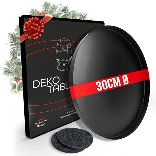 DREIBERG® Dekotablett | Ø 30 cm | Schwarzes Rundes Tablett für Deko