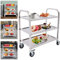 Servierwagen Edelstahl Teewagen KüChenwagen Rollwagen AbräUmwagen Transport Trolley Mit Rollen Allzweckwage Mahlzeit Service Geschirrwagen Catering Silber 3 Etagen 4 RäDer (75*40*83,5 cm)