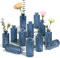 ComSaf Glass Bud Vases Set of 12, Small Diamond Bud Vases in Bulk, Mini Flowers Vases for Centerpieces, Vintage Decor Centerpiece for Table, Wedding Recepetion, Home, Housewarming Gift (Grey Blue)