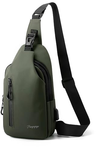 Pangogogo Wasserfest Crossbody Bag Herren|Leichte Kratzfeste Umhängetasche Herren Klein|Multi-Compartment Männerhandtasche für Radfahren, Wandern und Kurztrips (Grün)