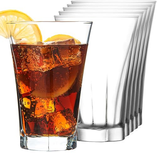 KIAPPO Juego de 6 Vasos de 350 ml - Vasos Modernos para Agua, Zumo de Fruta, Postres y Bebidas - Aptos para Lavavajillas