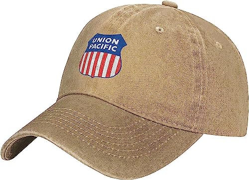 Coordaya Union Pacific Railroad Denim Trucker Hat Baseball Cap für Herren oder Damen, Cowboy, natur, One size