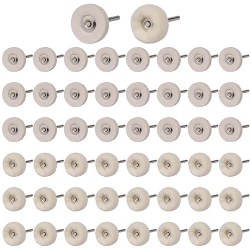 Shineboc 50pcs Wollfilz Polierscheiben, Wollfilz Montierter Dorn Polierset mit 1/8 Schaft Polierzubehör für Dremel Rotationswerkzeug Schmuck Metall Glas