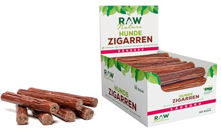 RAW Nature Hunde-Zigarre Känguru – 60 Stück, Monoprotein & getreidefrei | Natürlicher Hundesnack aus hochwertigem Muskelfleisch, luftgetrocknet, getreidefrei und mit 98% Fleischanteil.