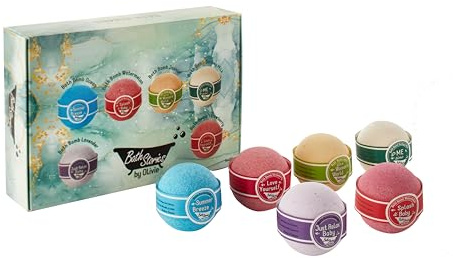 Caja regalo con 6 bombas de baño: sandía,leche de burra, lavanda,jazmín, fresa, océano